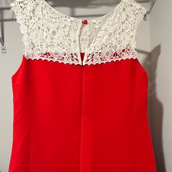 Anthropologie Floreat Rona Shift Dress Size 6 Lace Tomato Red Orange White - Picture 2 of 6